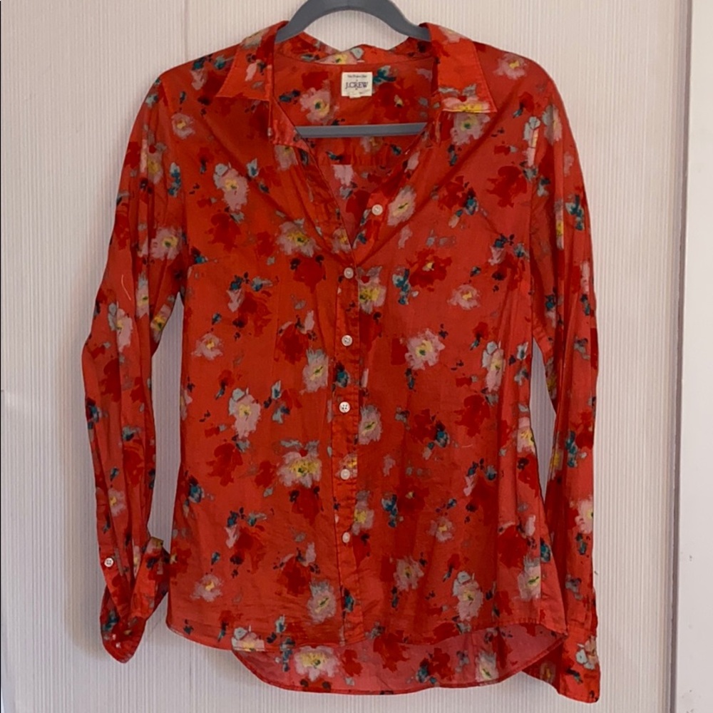 Coral floral JCrew Button Down
